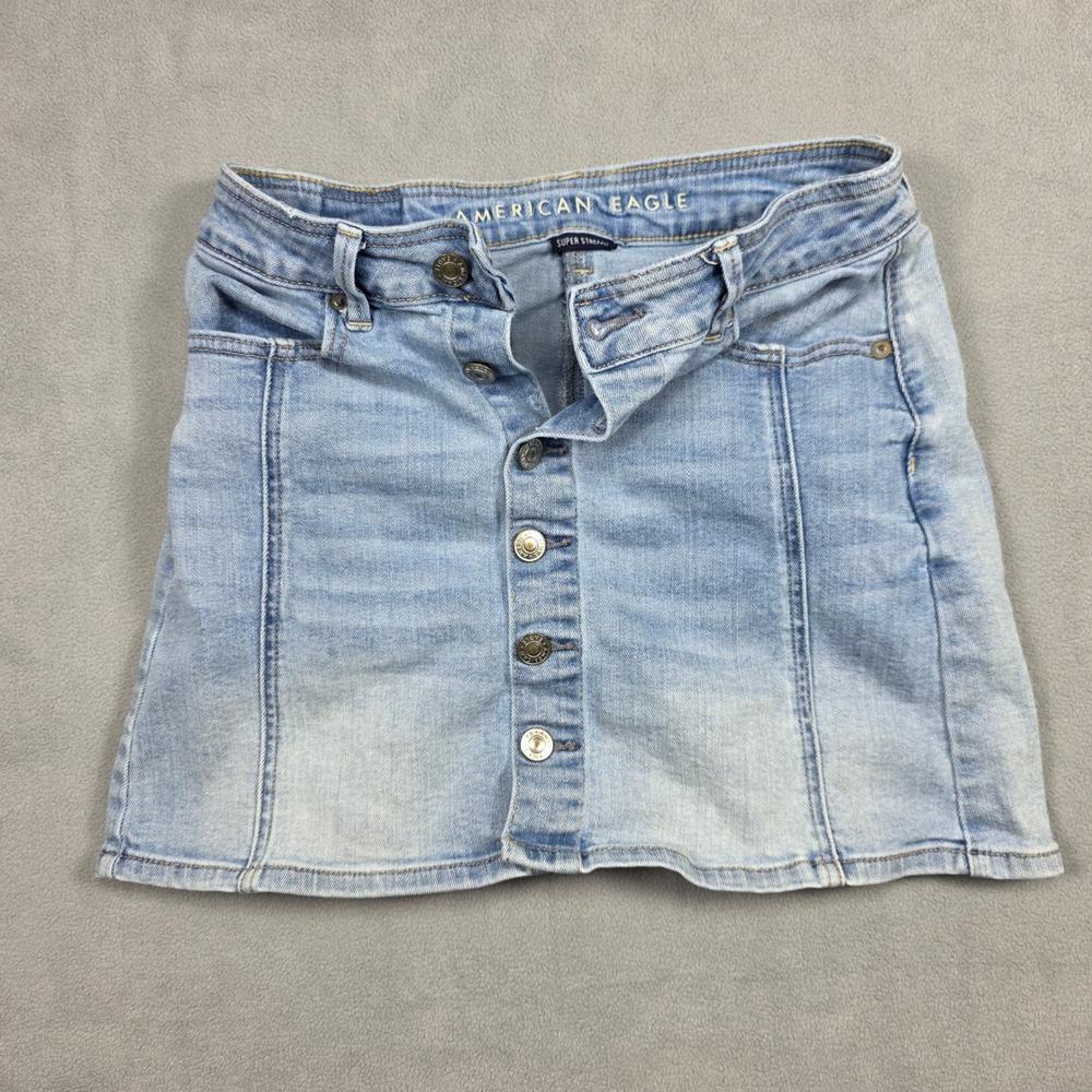 American Eagle Skirt Women Size 2 Light Blue Super Stretch Light Wash - Picture 1 of 6